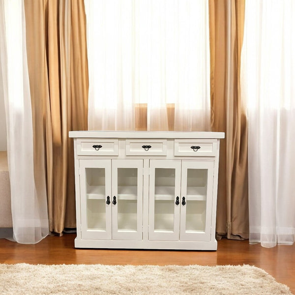 Mini Buffet Marcela blanco con 3 cajones y puertas de madera
