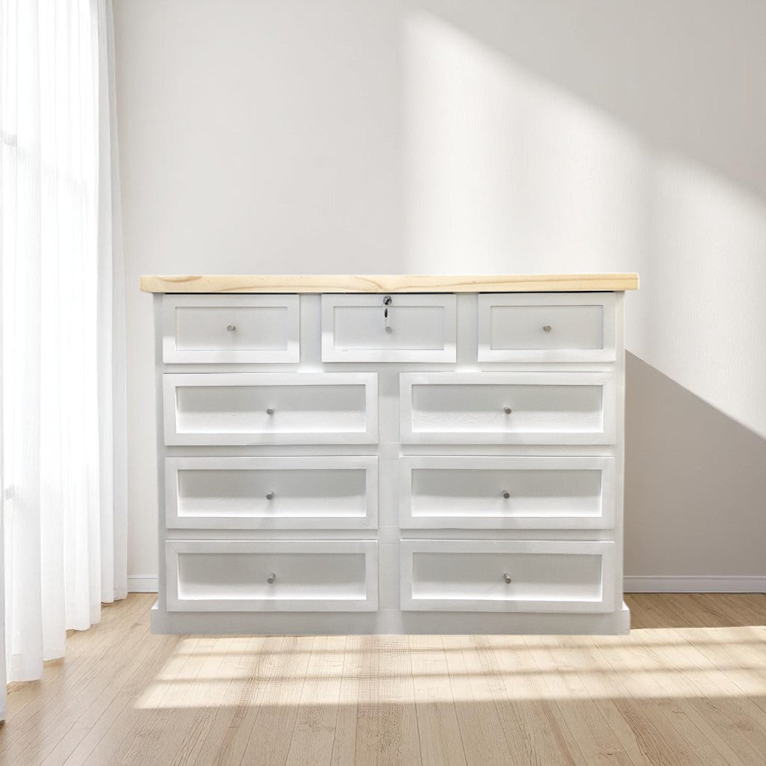 Comoda de madera 9 cajones modelo Aval Premium
