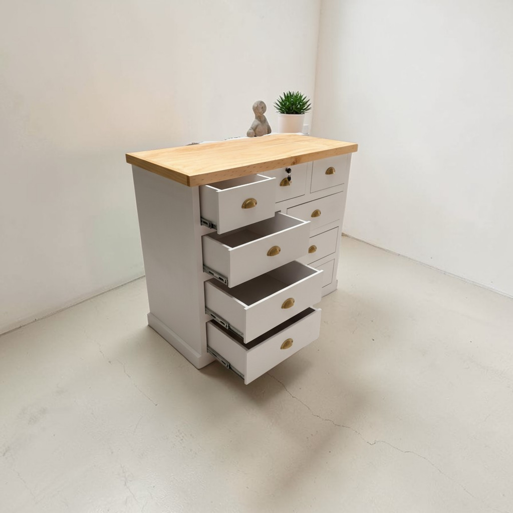 Cómoda de Madera 9 Cajones embutidos con Riel Telescópico y Llave – Modelo Aval Premium | MGR Muebles