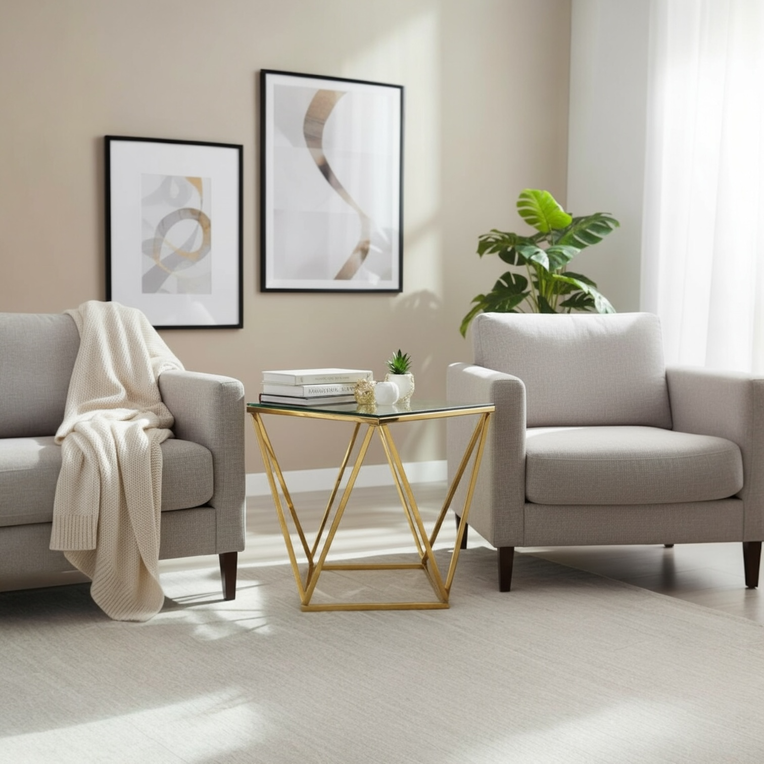 Mesa De Centro Diamante Para Living Cuadrada