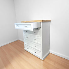Cómoda de Madera Blanca con 5 Cajones y Riel Telescópico – Modelo Comodín | MGR Muebles