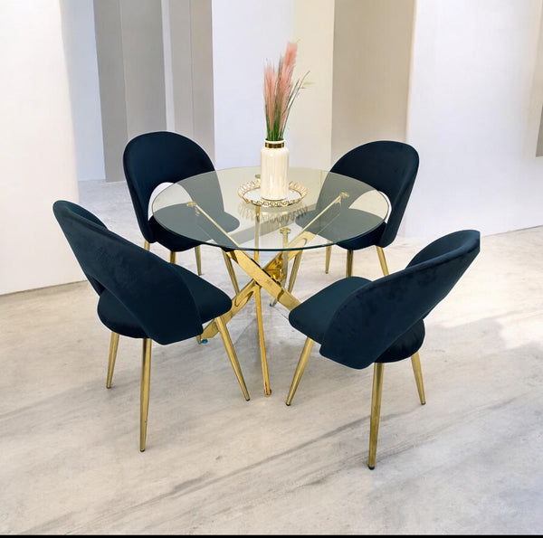 Juego de Comedor Elite 100 cm con Sillas Viena | Diseño Moderno y Lujo Atemporal
