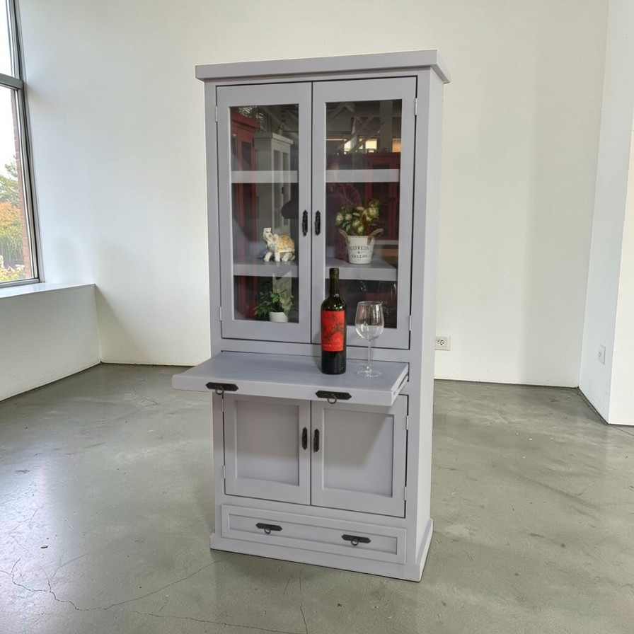 Vitrina para Copas con Estantes de Vidrio , Cajón y bandeja para servir - | MGR Muebles