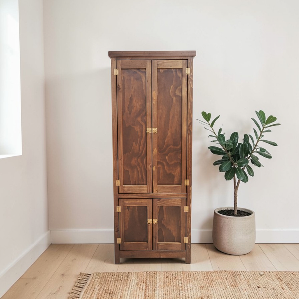 Despensa de Madera de Pino con Estantes y 4 puertas | MGR Muebles