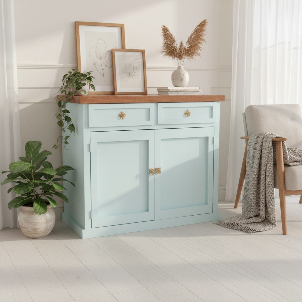 Mini Buffet rústico de Madera | Compacto, Elegante y Funcional para tu Hogar
