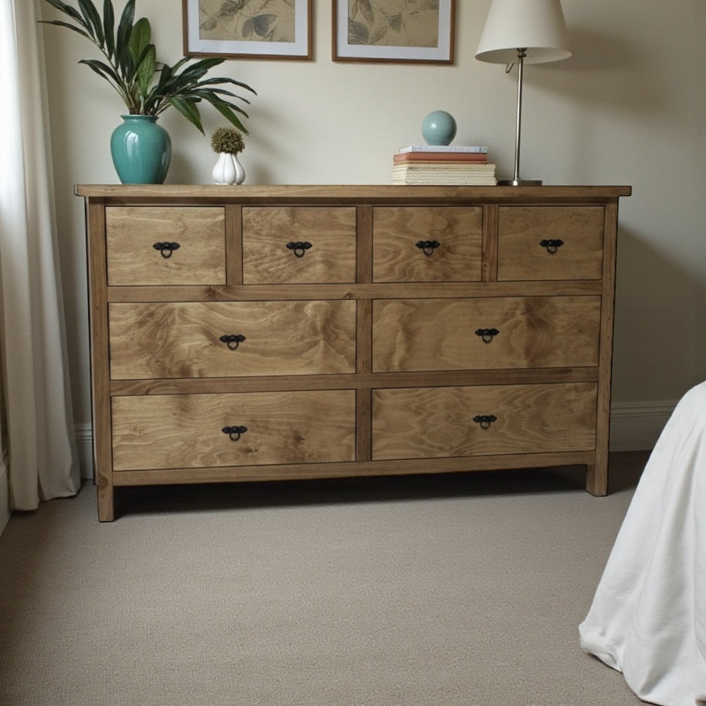 Cómoda de 8 Cajones modelo Fortune de Madera de Pino | Estilo Moderno y Gran Capacidad | MGR Muebles