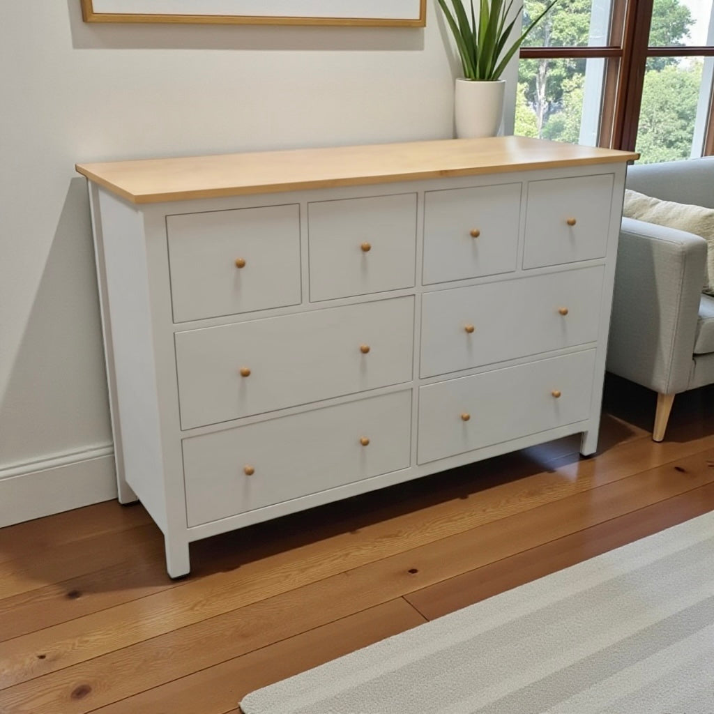 Cómoda de 8 Cajones modelo Fortune de Madera de Pino | Estilo Moderno y Gran Capacidad | MGR Muebles