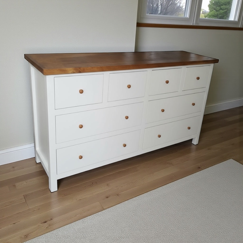 Cómoda de 8 Cajones modelo Fortune de Madera de Pino | Estilo Moderno y Gran Capacidad | MGR Muebles