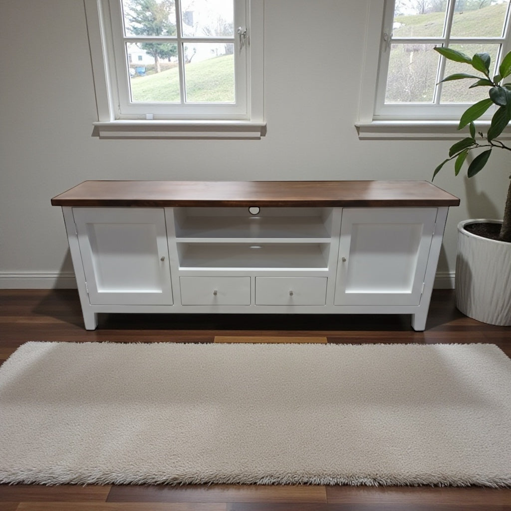 Rack para TV 150 cm Blanco de Madera de Pino – Modelo Rustic Elegance | MGR Muebles