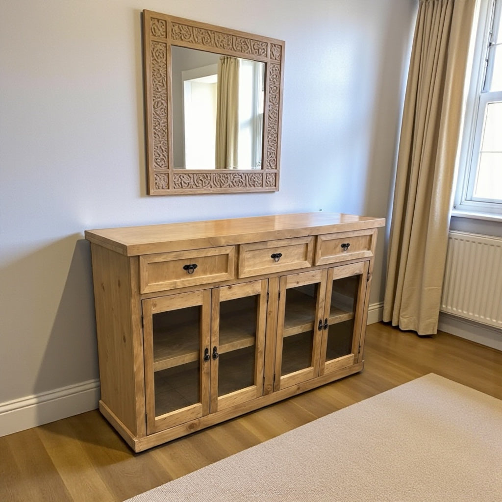 Buffet de Madera 4 Puertas y 3 Cajones con Rieles Telescópicos – Modelo Marcela | MGR Muebles