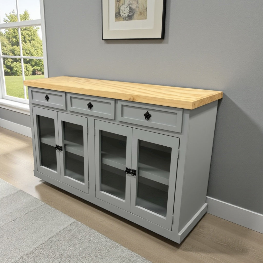 Buffet de Madera 4 Puertas y 3 Cajones con Rieles Telescópicos – Modelo Marcela | MGR Muebles