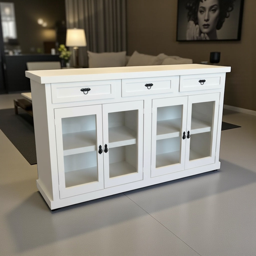 Buffet de Madera 4 Puertas y 3 Cajones con Rieles Telescópicos – Modelo Marcela | MGR Muebles