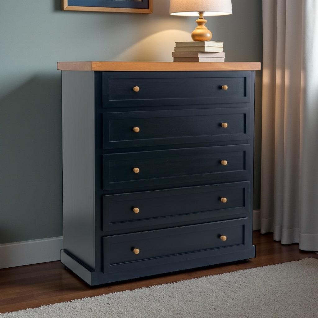 Cómoda de Madera 5 Cajones con Riel Telescópico | Modelo Comodín Aval