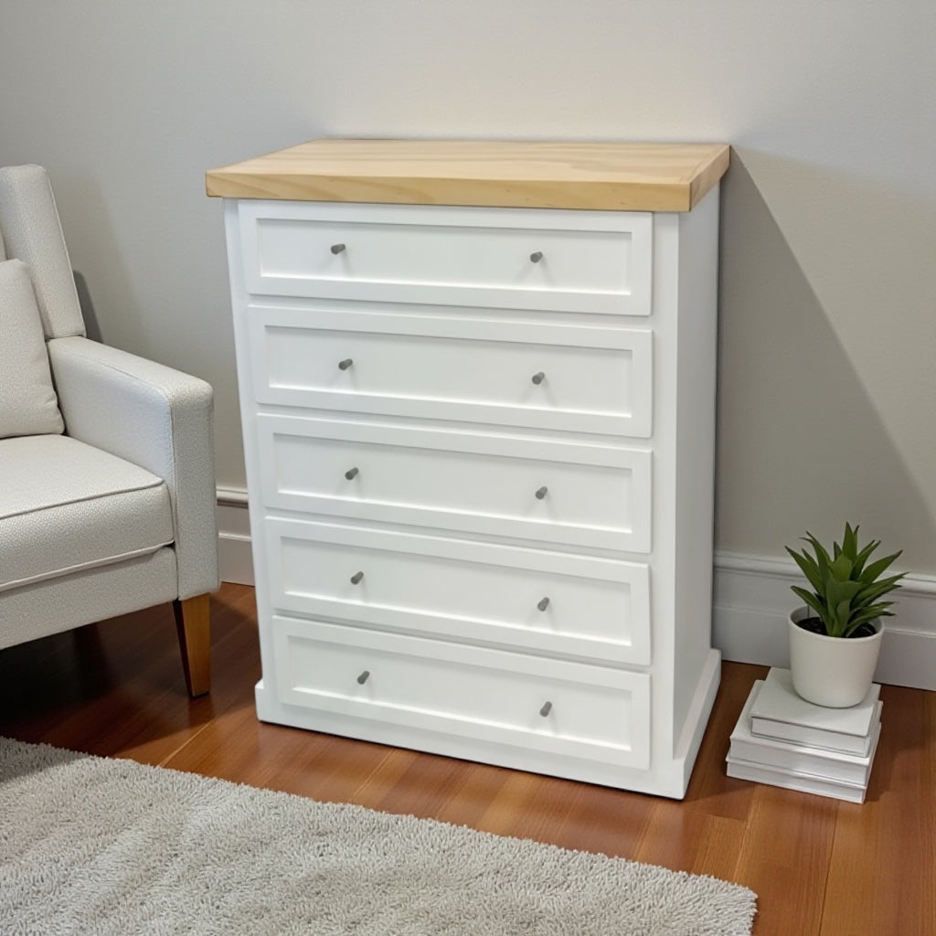 Cómoda de Madera 5 Cajones con Riel Telescópico | Modelo Comodín Aval