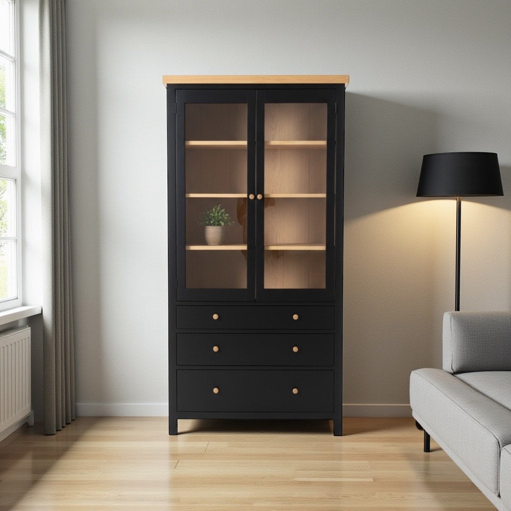 Vitrina para Copas con Estantes de Vidrio y Cajones - Modelo M | MGR Muebles