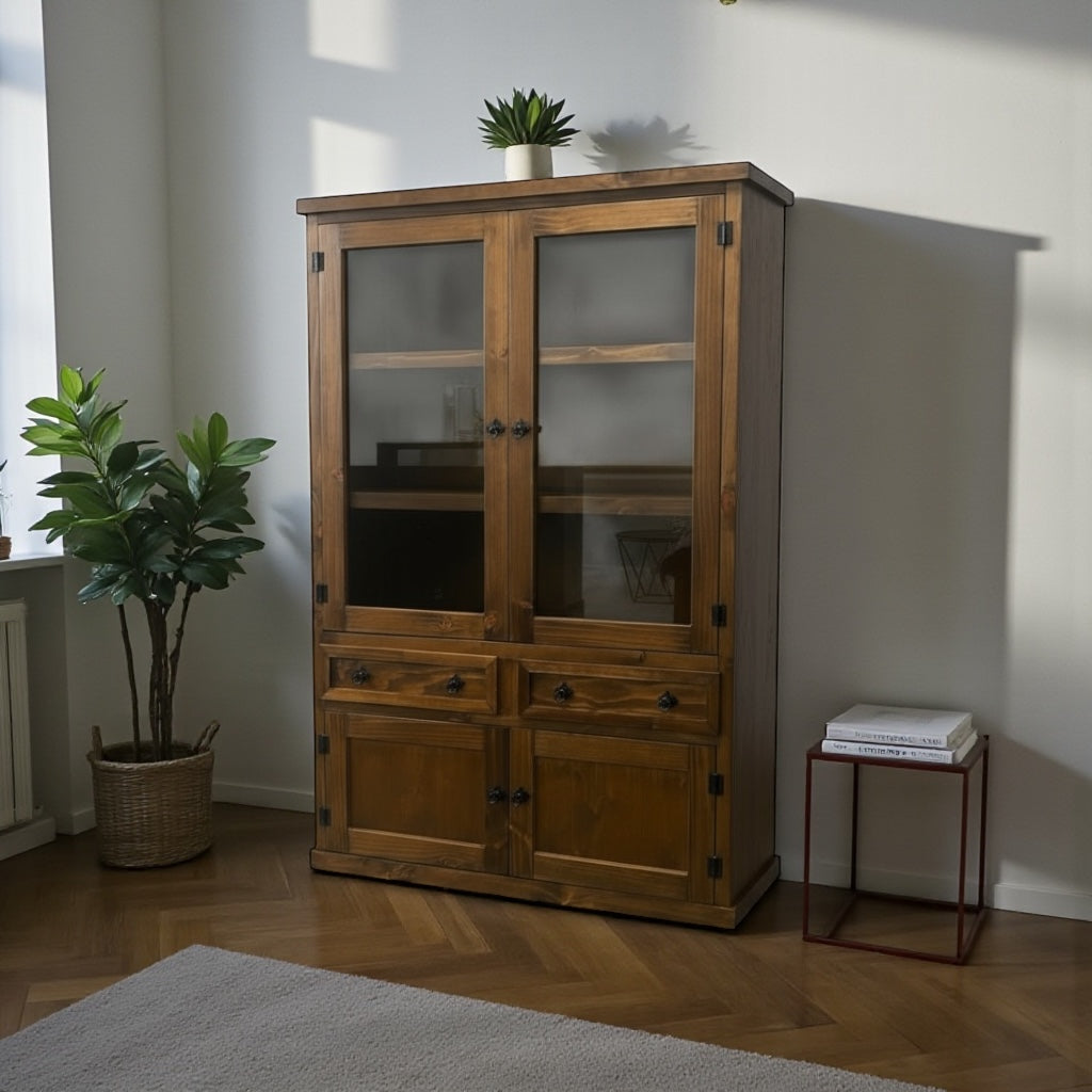 Vitrina de madera de pino 120x40x180 modelo XL.