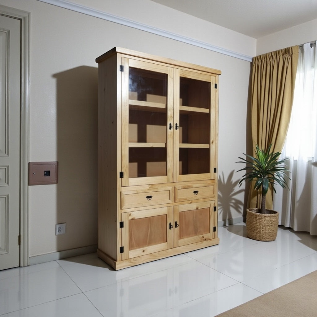 Vitrina de madera de pino 120x40x180 modelo XL.