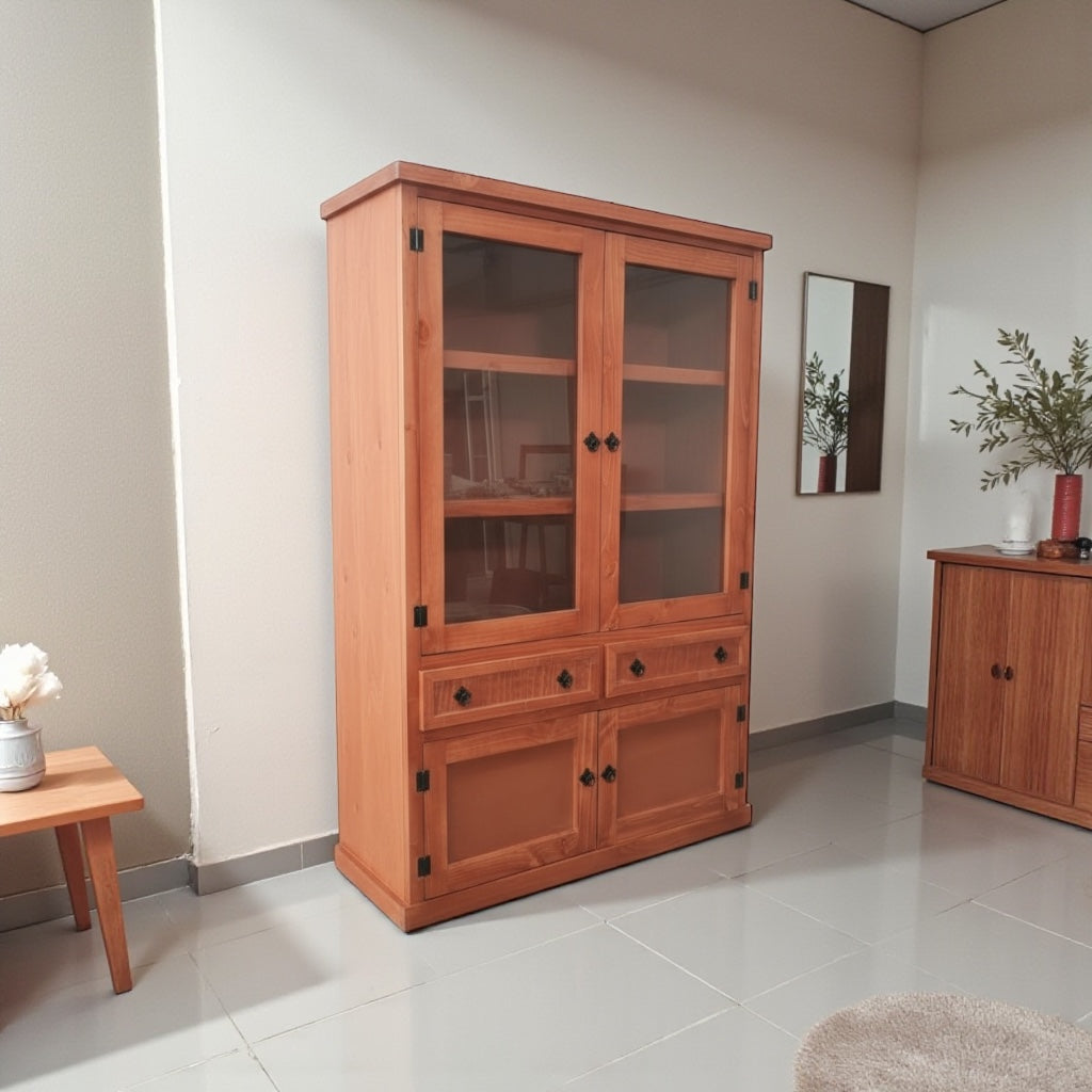 Vitrina de madera de pino 120x40x180 modelo XL.