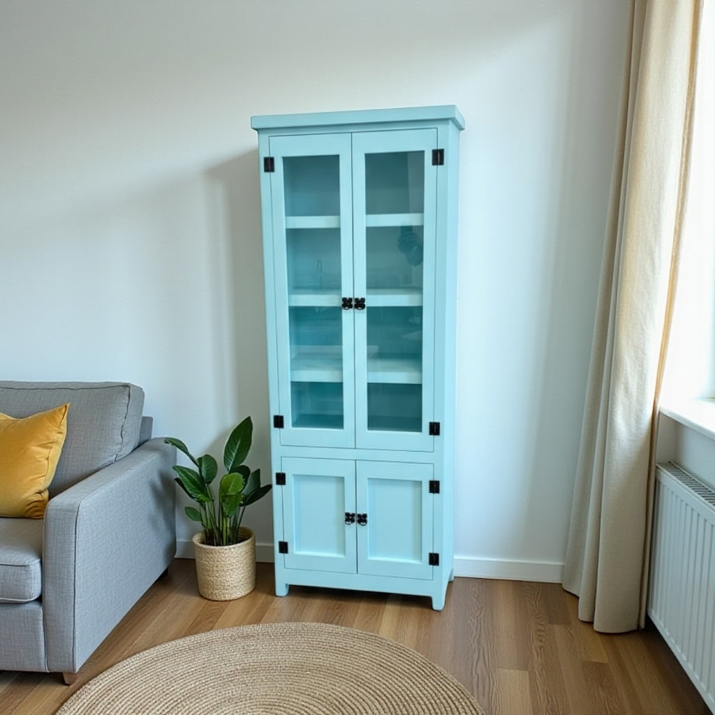 Vitrina de madera de pino 70x32x180 modelo S