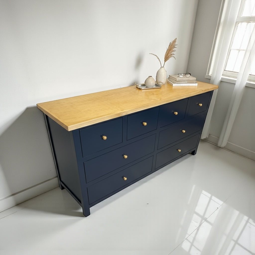 Cómoda de 8 Cajones modelo Fortune de Madera de Pino | Estilo Moderno y Gran Capacidad | MGR Muebles