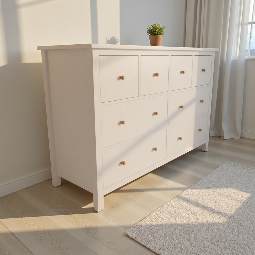 Cómoda de 8 Cajones modelo Fortune de Madera de Pino | Estilo Moderno y Gran Capacidad | MGR Muebles