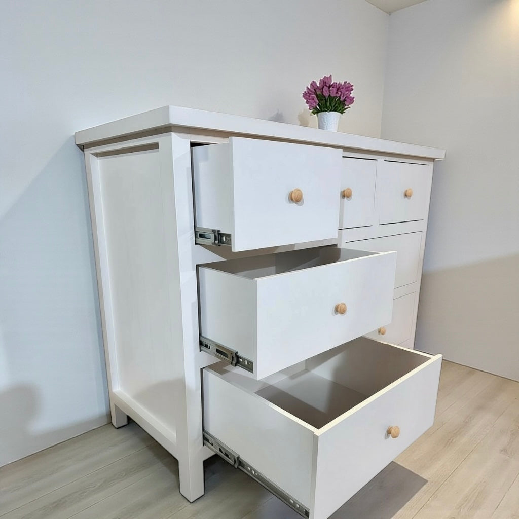Cómoda de 8 Cajones modelo Fortune de Madera de Pino | Estilo Moderno y Gran Capacidad | MGR Muebles