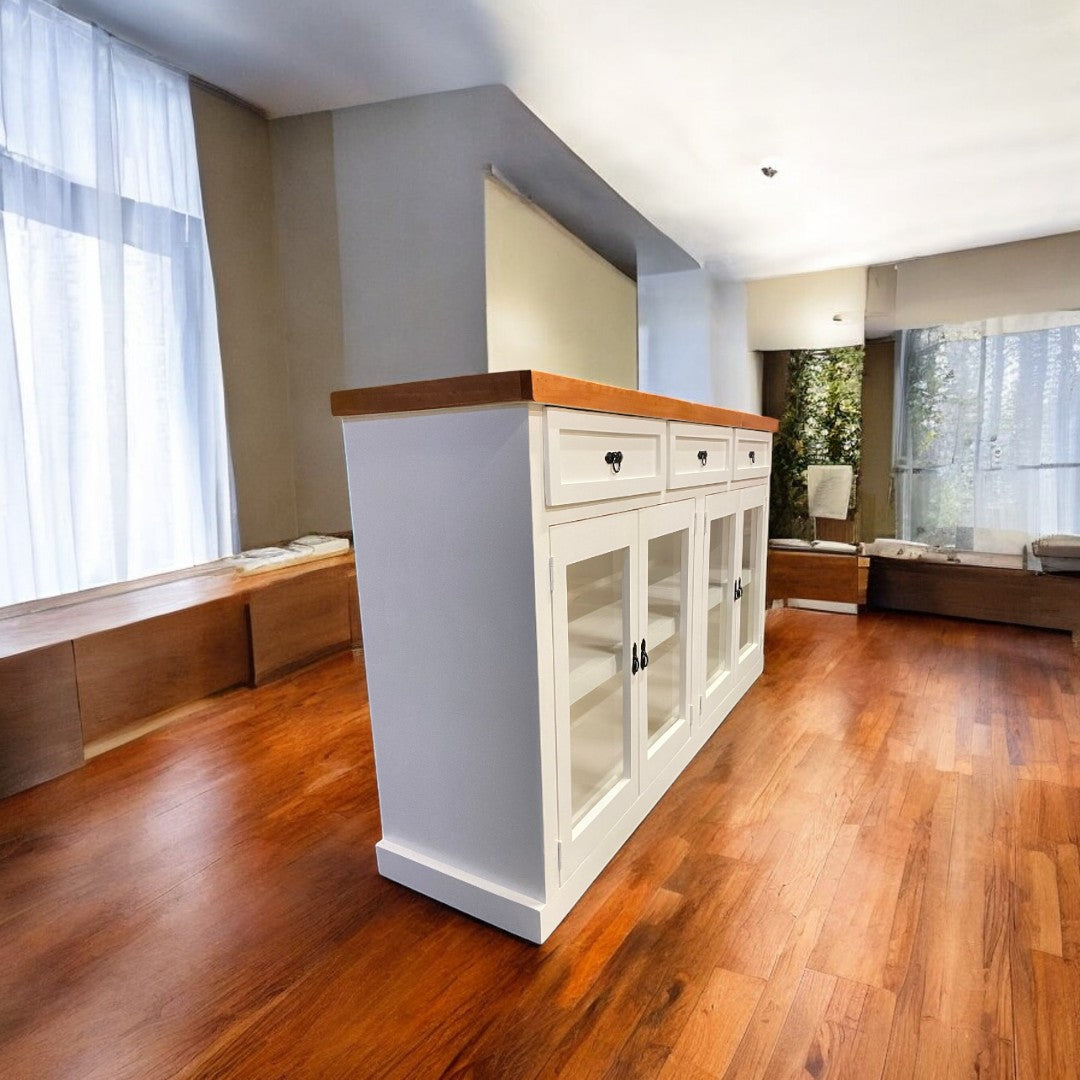 Buffet de Madera 4 Puertas y 3 Cajones con Rieles Telescópicos – Modelo Marcela | MGR Muebles