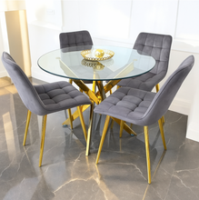 Juego de comedor Elite completo para 4 personas con sillas tapizadas capitoné

