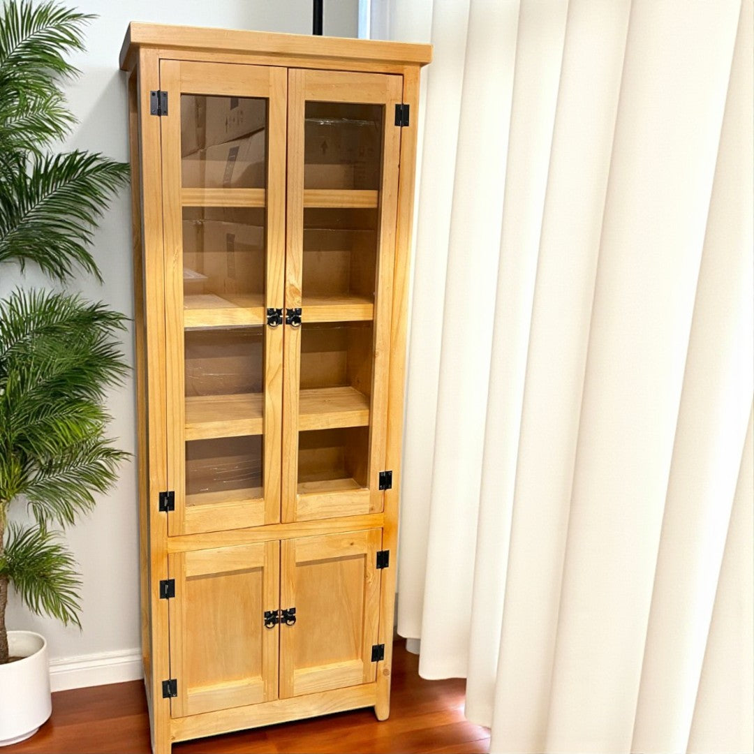 Vitrina de madera de pino 70x32x180 modelo S
