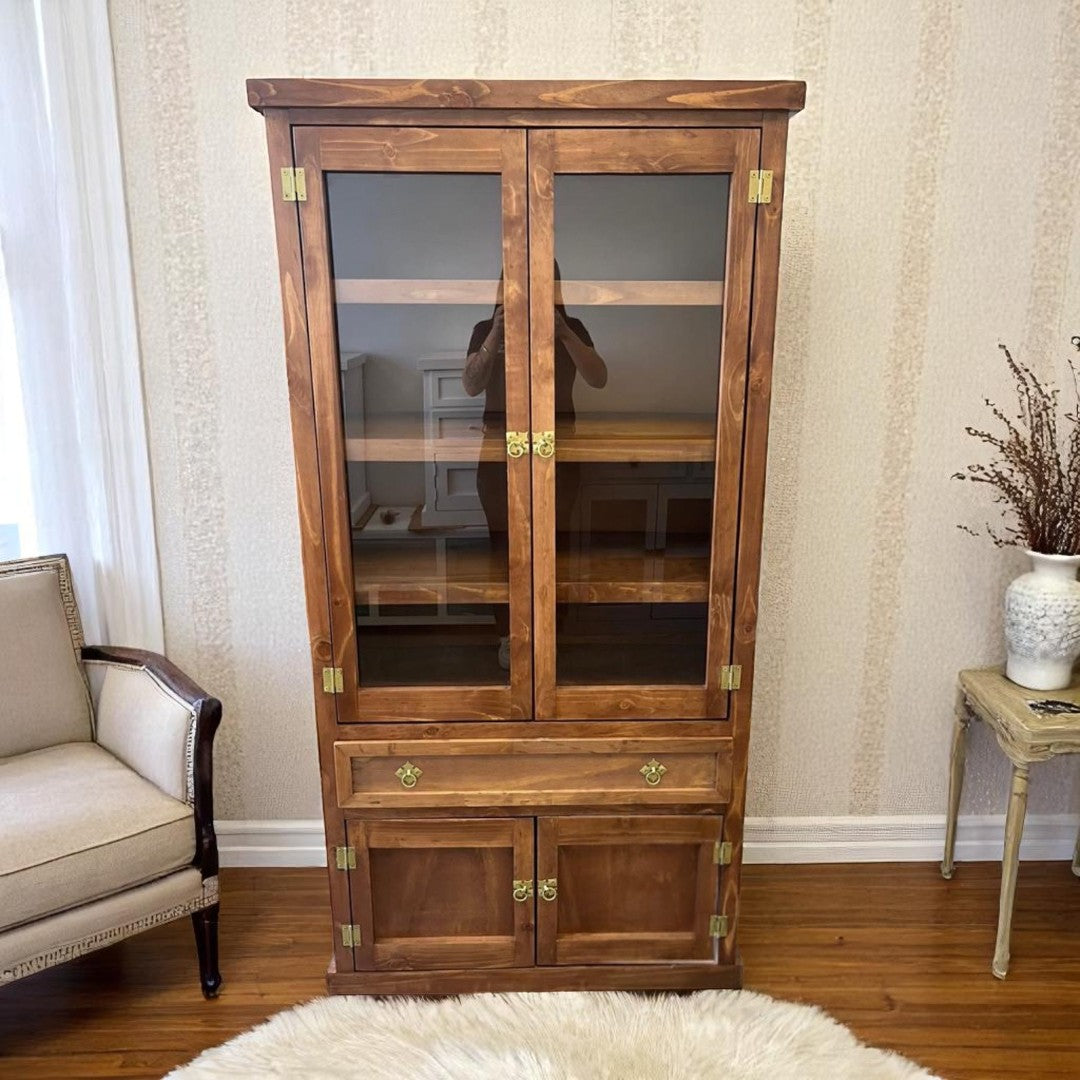 VITRINA DE MADERA DE PINO 90x40x180 MODELO M